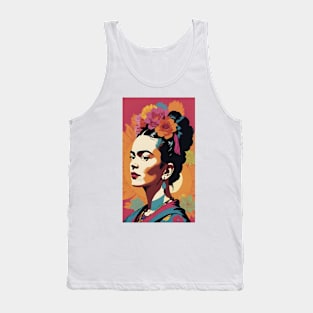 Frida's Rainbow Reverie: Colorful Portrait Tank Top